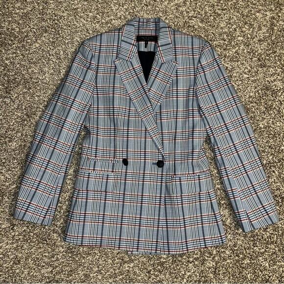 Rag & Bone Elise Plaid Double Breasted Blazer Blue - Picture 3 of 13